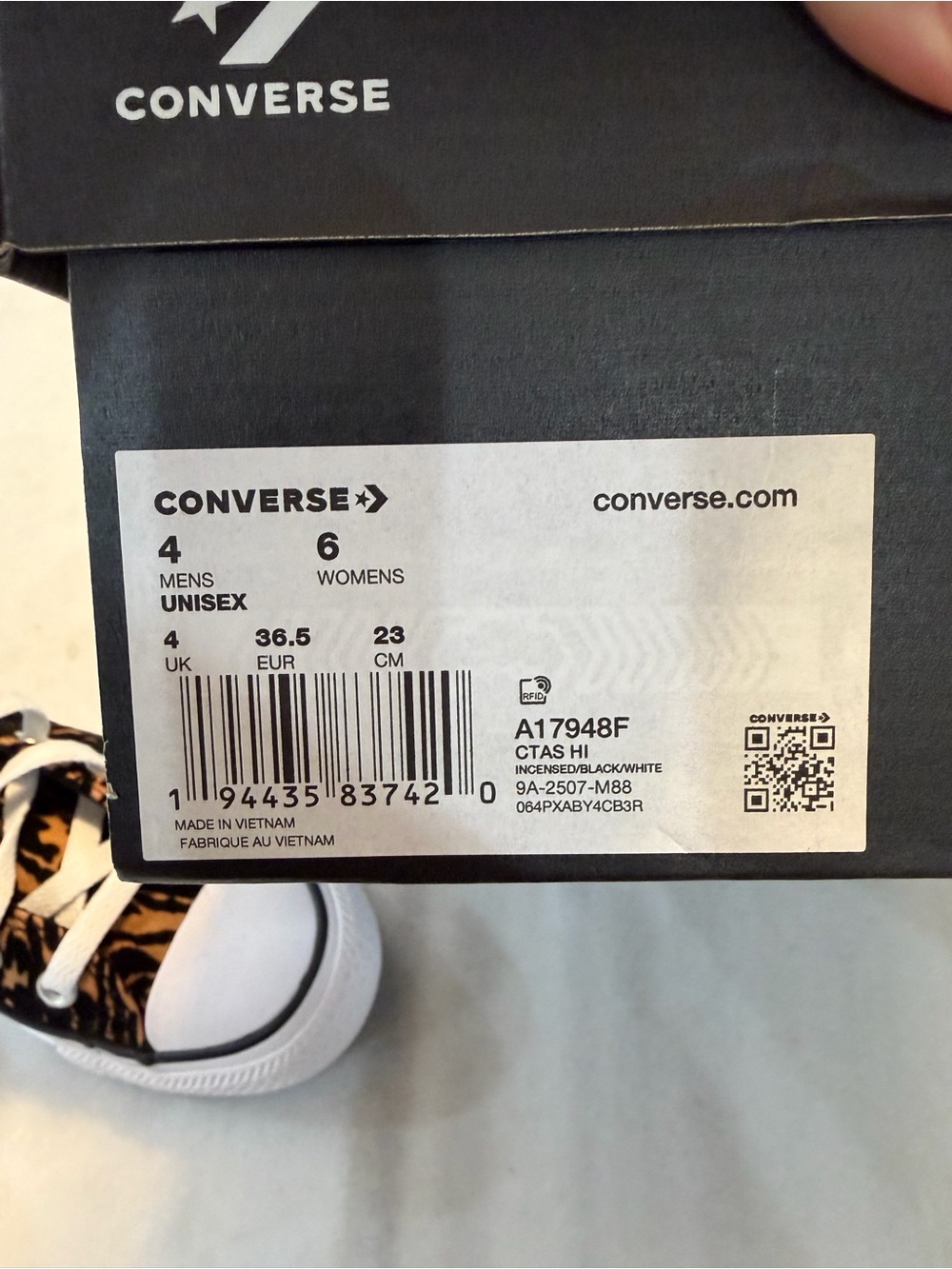 Converse Women’s High Top Sneakers in Brown and Black Leopard Print - Picture 5 of 5